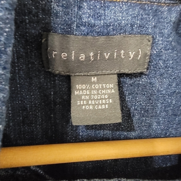 Relativity Double Breasted Denim Blue Jean Jacket 100% cotton Size M - Picture 13 of 15